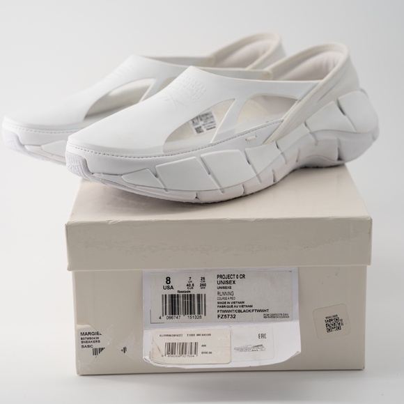 size 8 Maison Margiela Reebok White Croafer Slip On Cut Out Project 0 CR